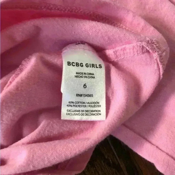 BCBGirls 6 Shimmery Multi-Colored Heart Pink Long-Sleeve Cotton Blouse - Picture 5 of 6